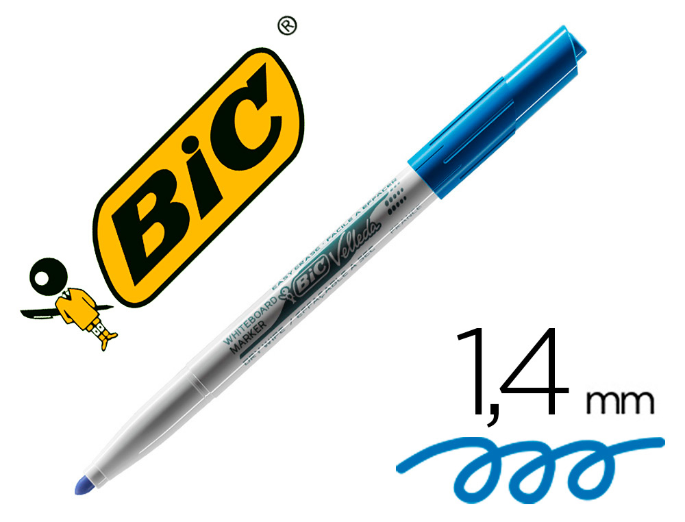 MARQUEUR BIC VELLEDA 1741 EFFAABLE POINTE OGIVE TRAC 2MM ENCRE CTONE FORMAT STYLO GRANDE LONGVIT BLEU